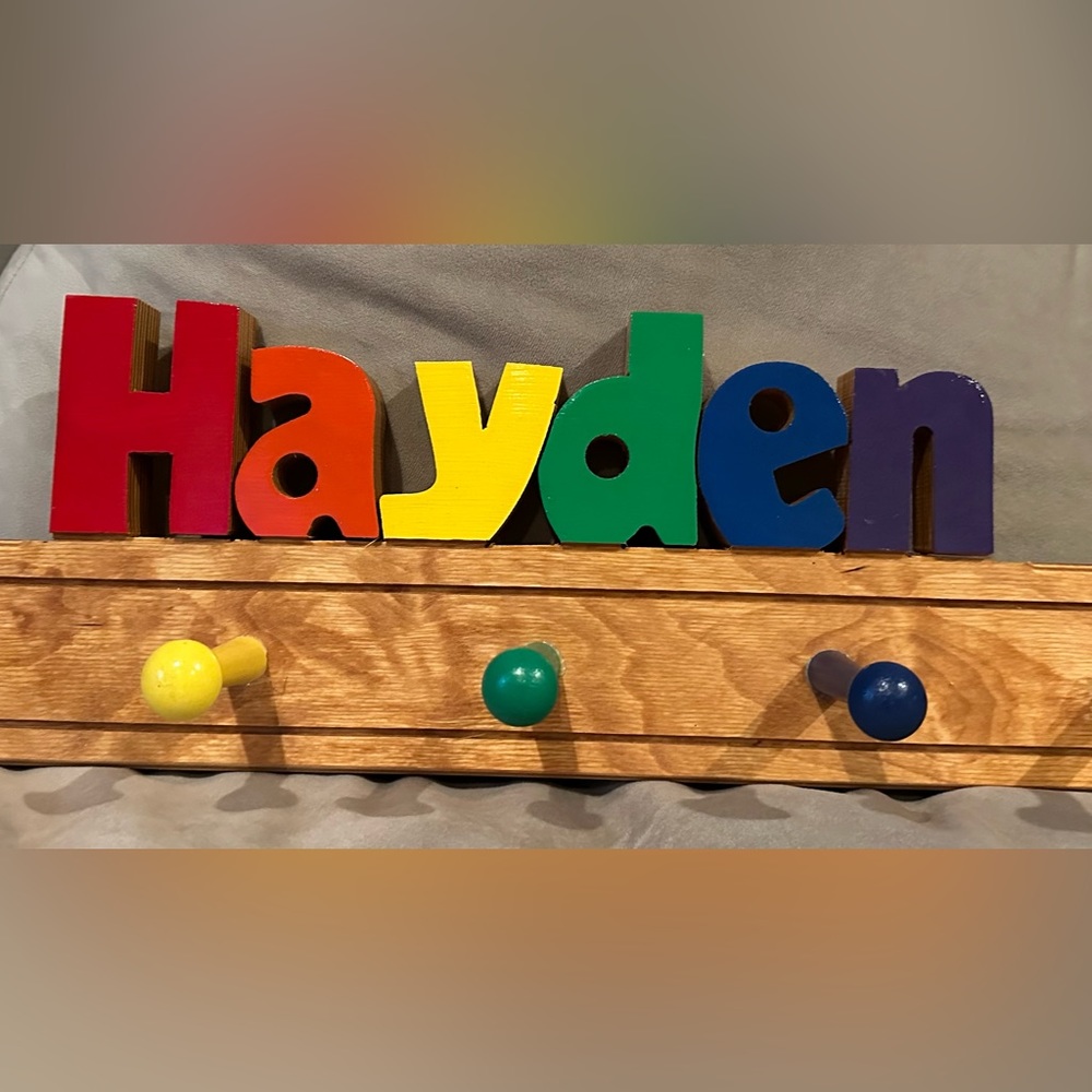 Personalized wooden towel and/or hat holder